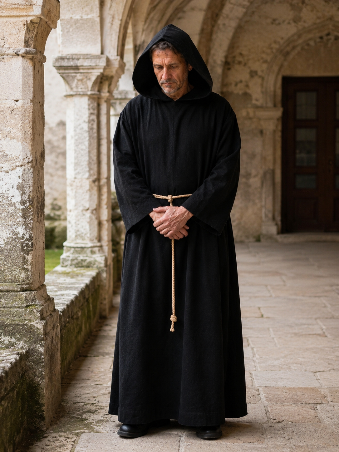 men wearing Abbatia monk robe outdoors
