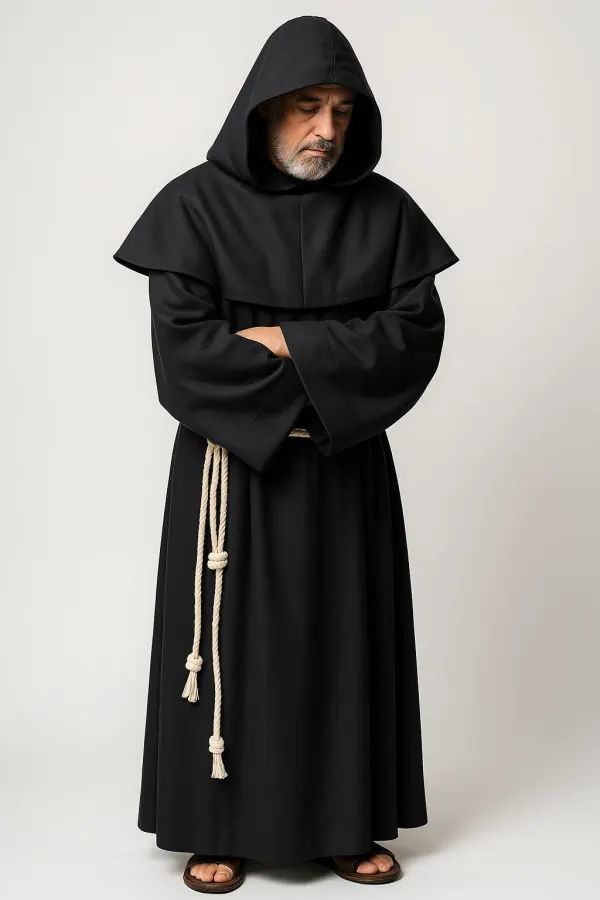 Monk wearing Abbot’s Midnight Benedictine Habit