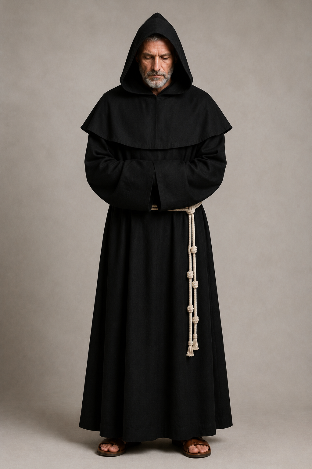 Monk wearing Abbot’s Midnight Benedictine Habit