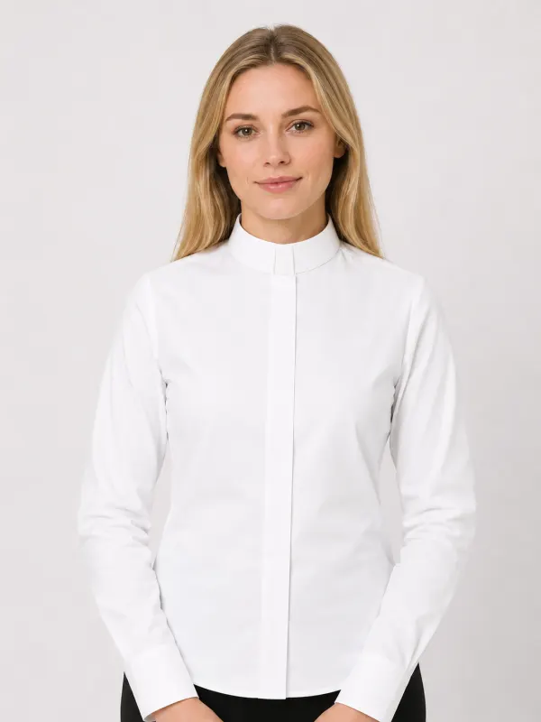 A Women Wearing Aurelia Clergy Shirt