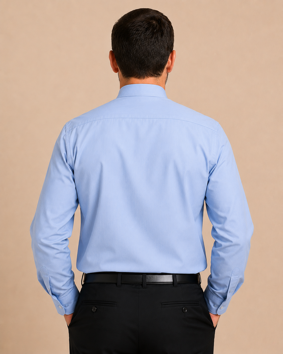 Backside of the Caelum Blue Men’s Clergy Shirt
