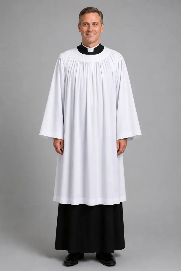 A Men Wearing Candoris Clergy Surplice for Men