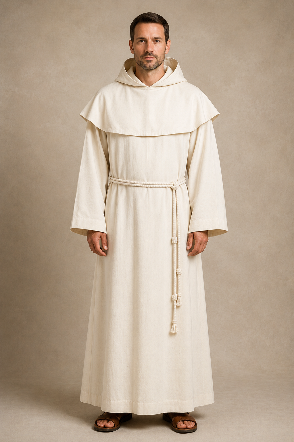 A men wearing White Hooded Monk Habit