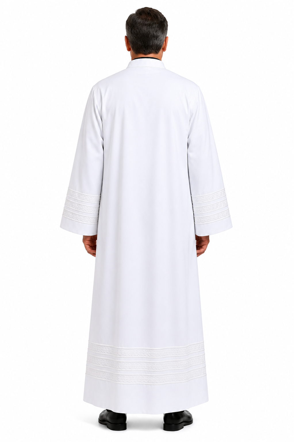 Backside of the men wearing Clarus Clergy Alb