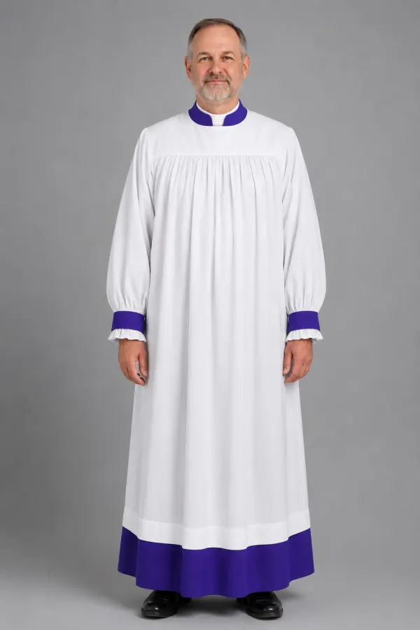 A Men Wearing Decorum Clerical Rochet