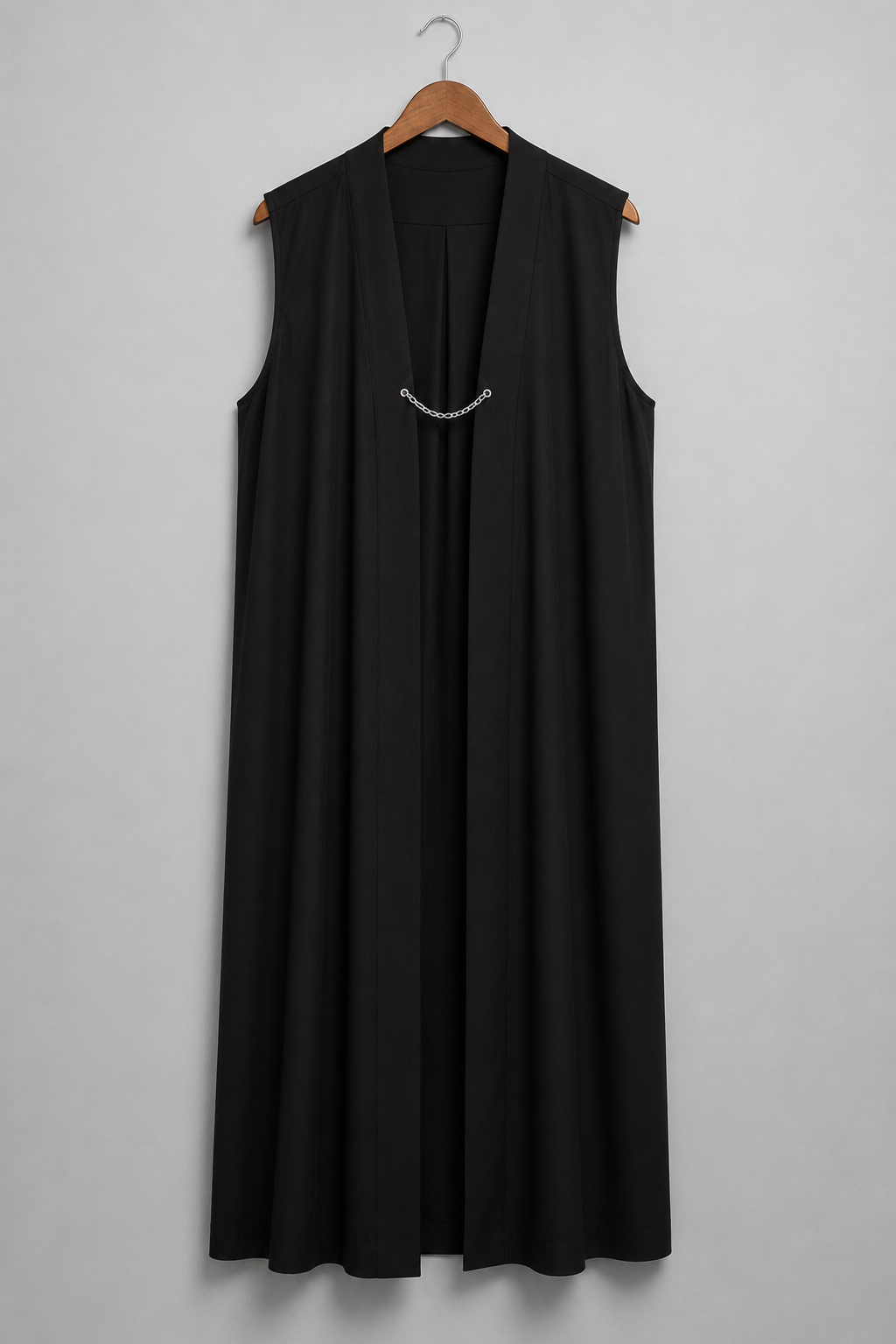 Black traditional open-front chimere in lightweight tropical suiting