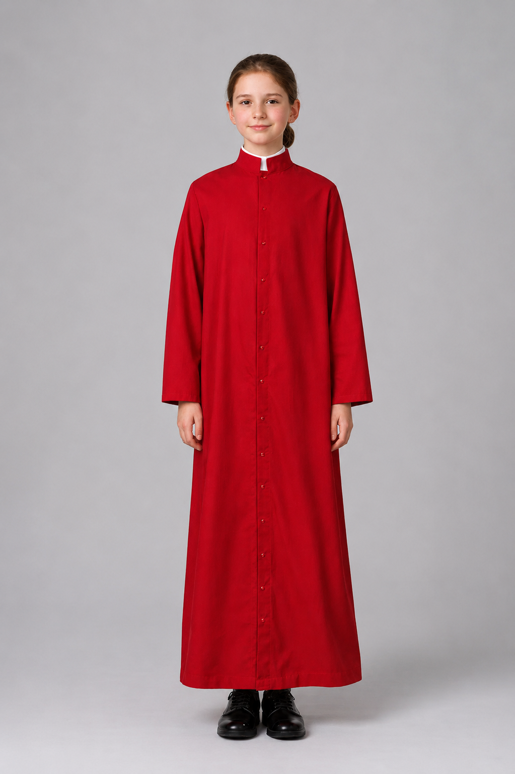 A Kid Wearing Initium Cassock for Church Servers