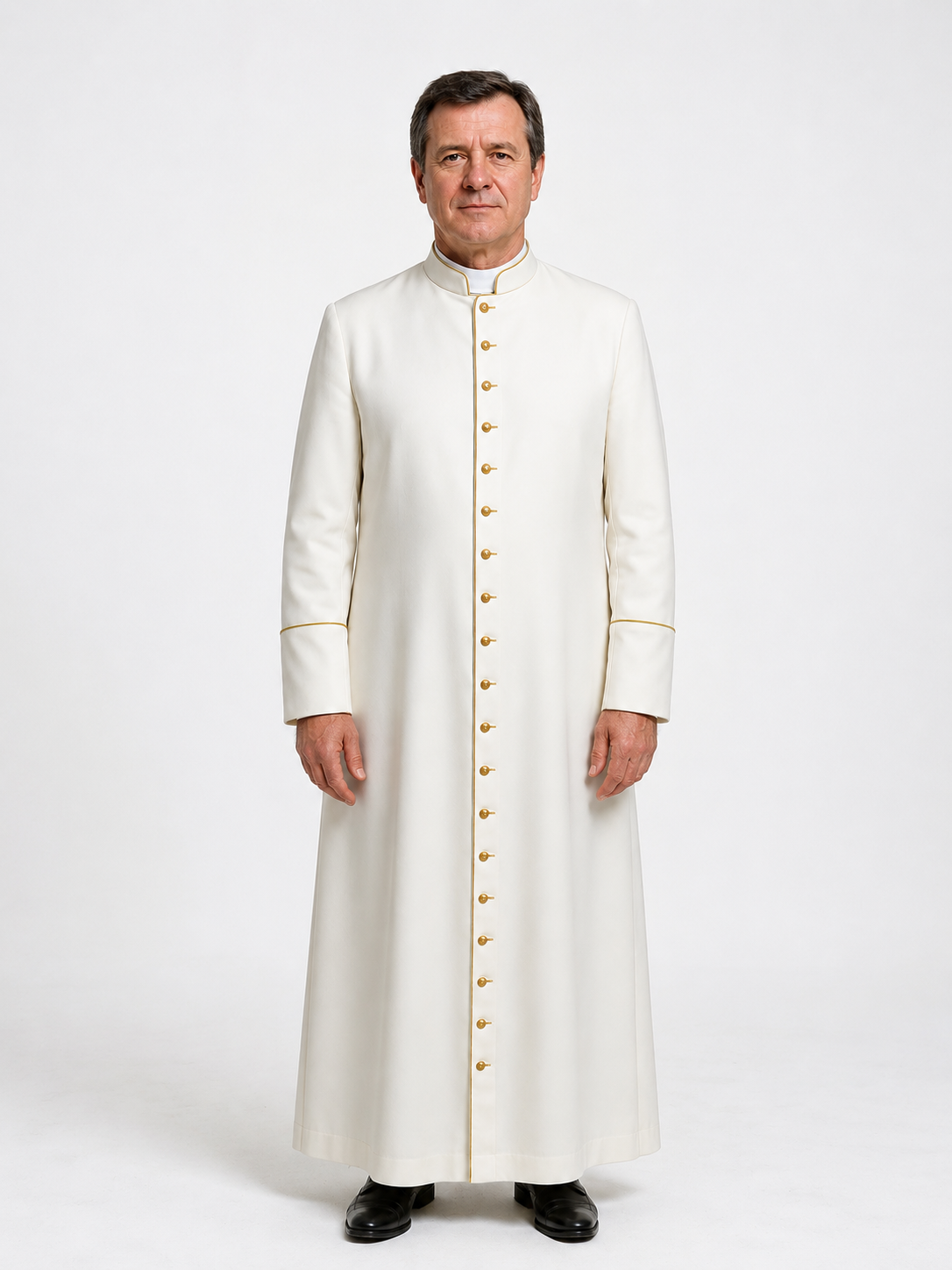 front view of lucentis clergy men’s cassock