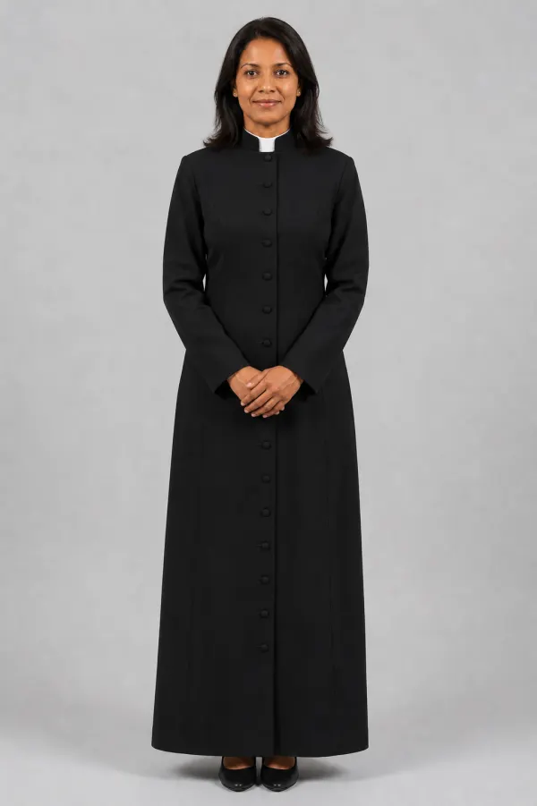 A Lady Wearing Magnifica Clerical Robe for Women