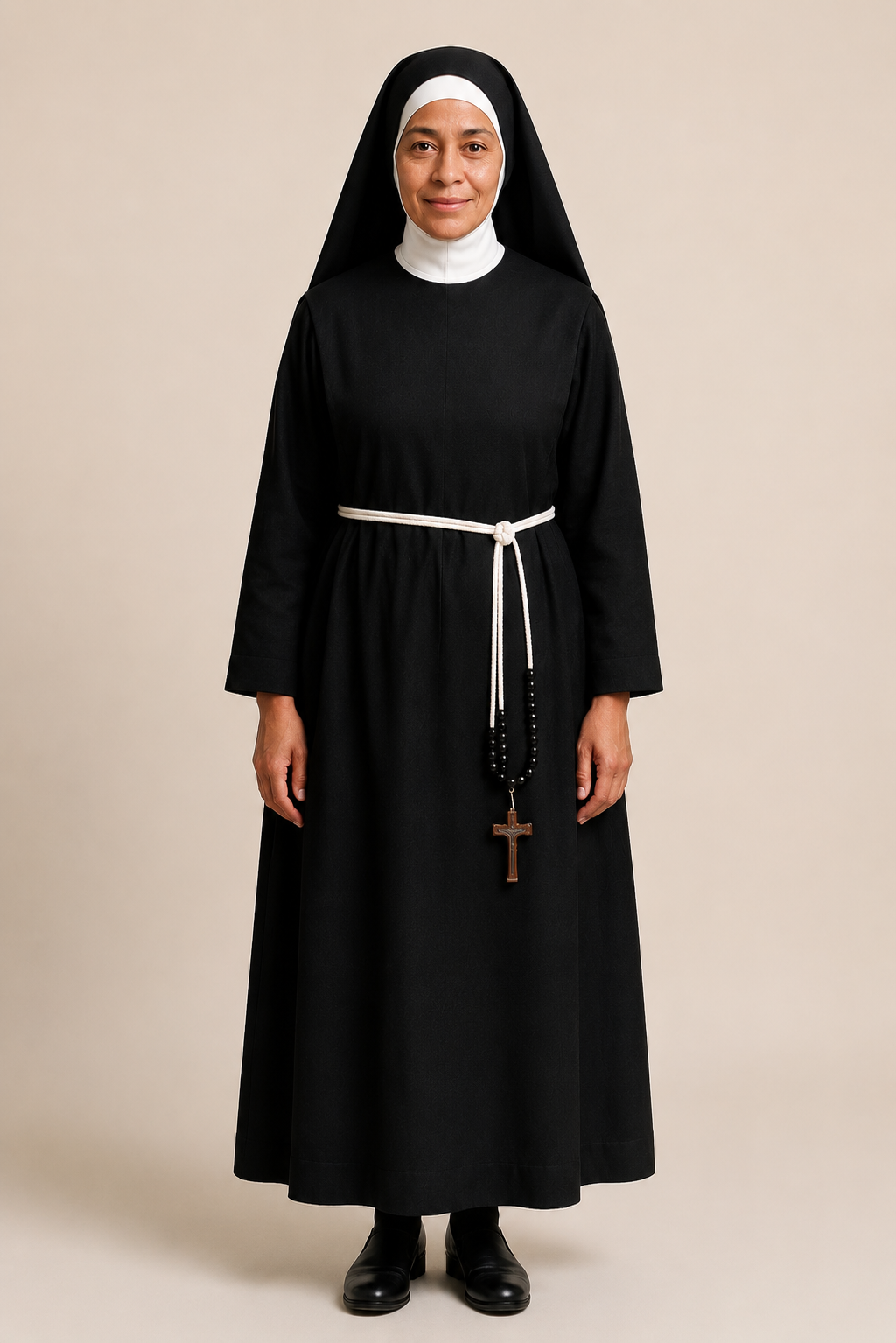 A Women Wearing Mater Dei Black Nun Habit