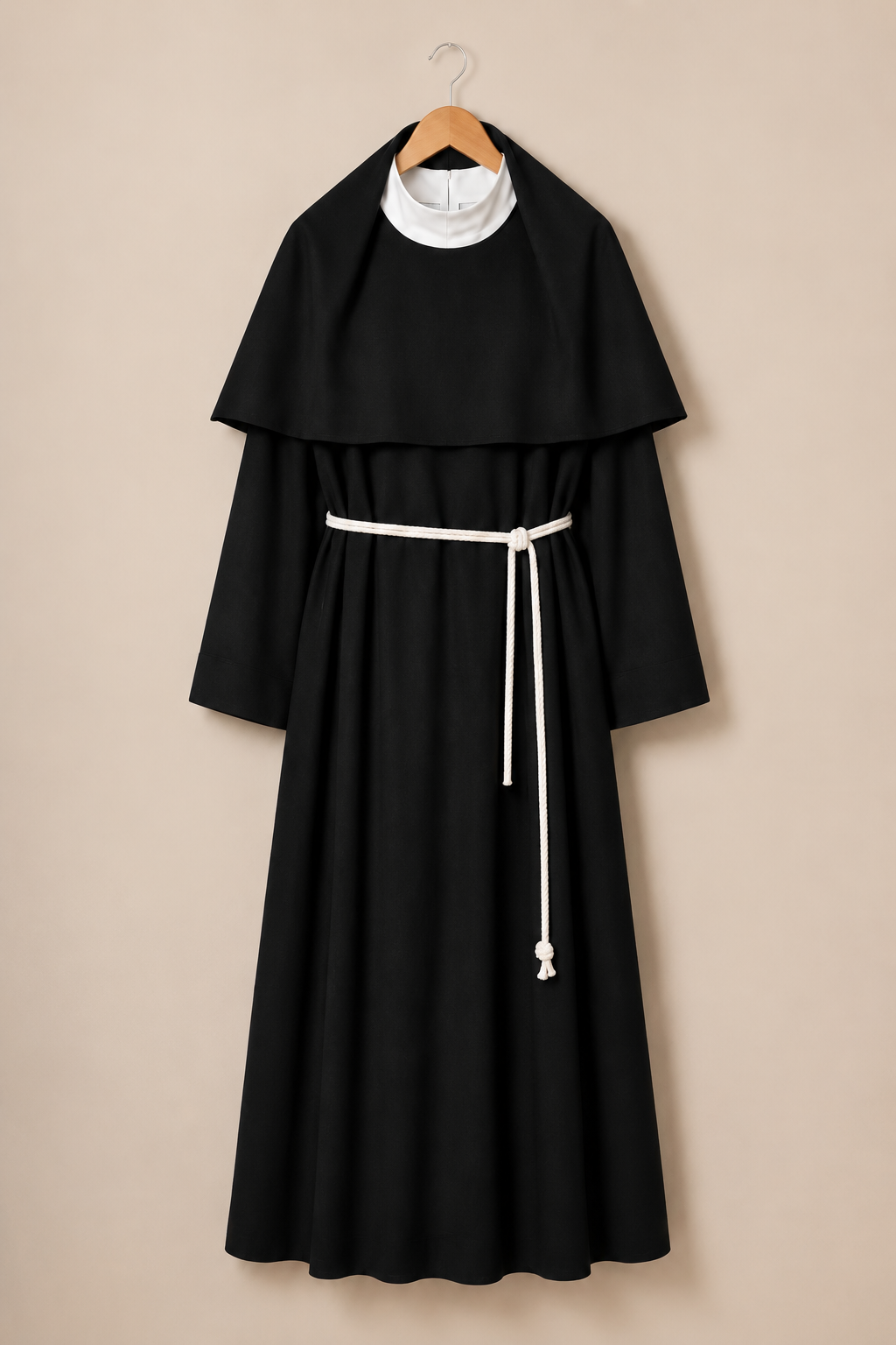 Minimalist Black Monastic Habit on Hanger