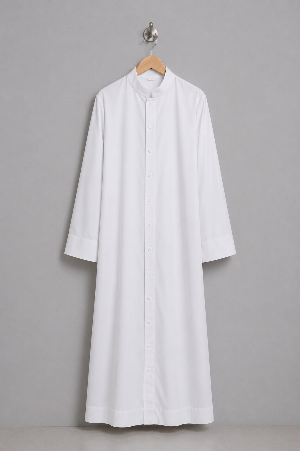 Black youth altar-server cassock with a straight cut for balanced drape during procession
