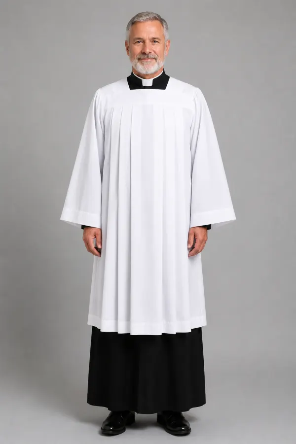 Clergy Wearing Ministral Men’s Surplice Vestment