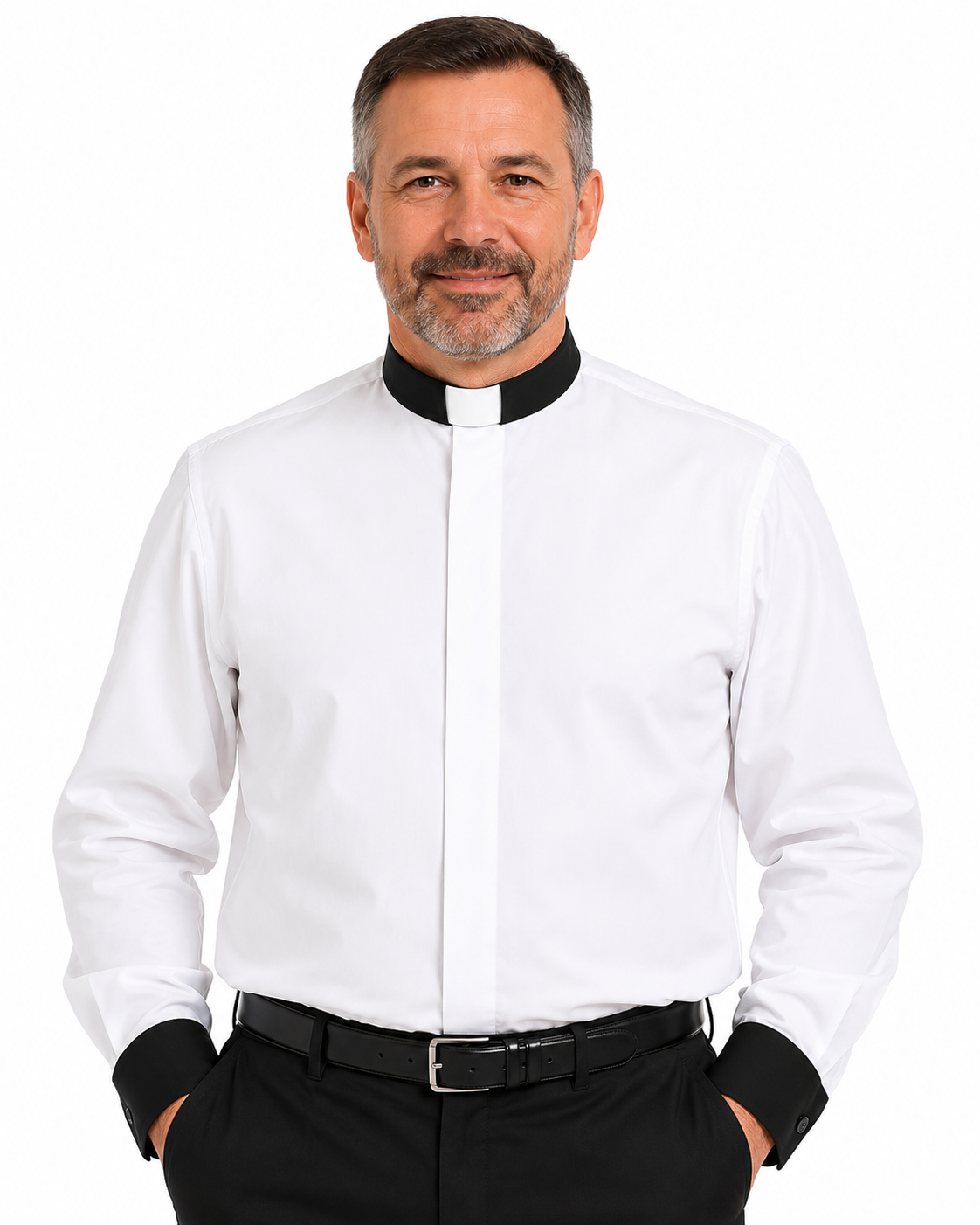 A Men Wearing Pax Pure White Clergy Shirt