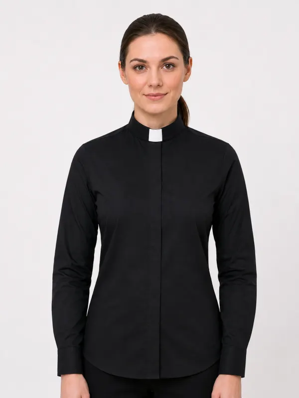 A Women Wearing Serapha Clergy Shirt