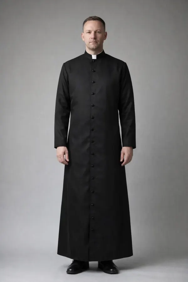A clergy wearing Men Wearing Canonus Traditional Black Dress