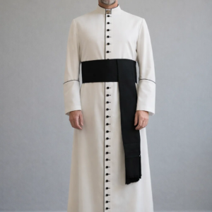 Front side of the Albanus White Clergy Cassock