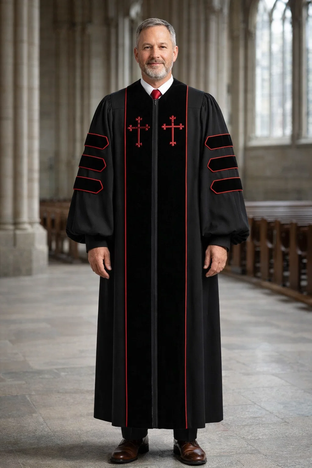 A Priest wearing Atrum Liturgical Robe for Men