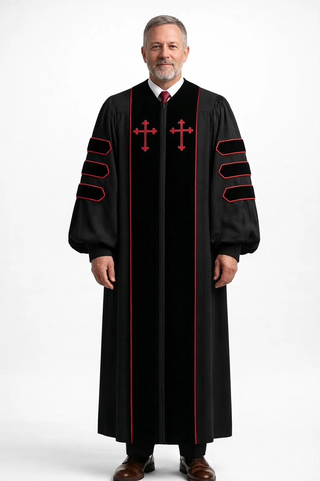Front View of the Atrum Liturgical Robe for Men