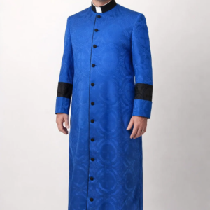A men Wearing A Clergymen Wearing Azzuro Formal Cassock