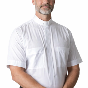 A Men Wearing Candrix Refined White Clergy Shirt