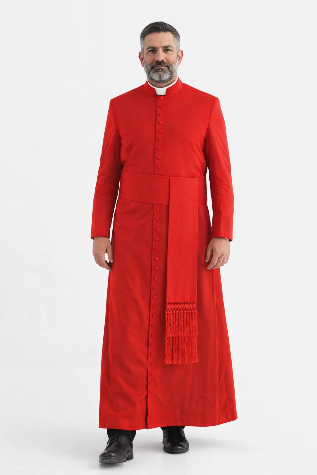 Frontview of the Cardinalis Men’s Red Clergy Cassock