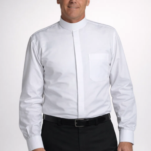 A men Wearing Crispus Clerical Shirt in White