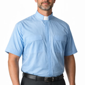 A Men Wearing Marinus Classic Blue Clergy Shirt