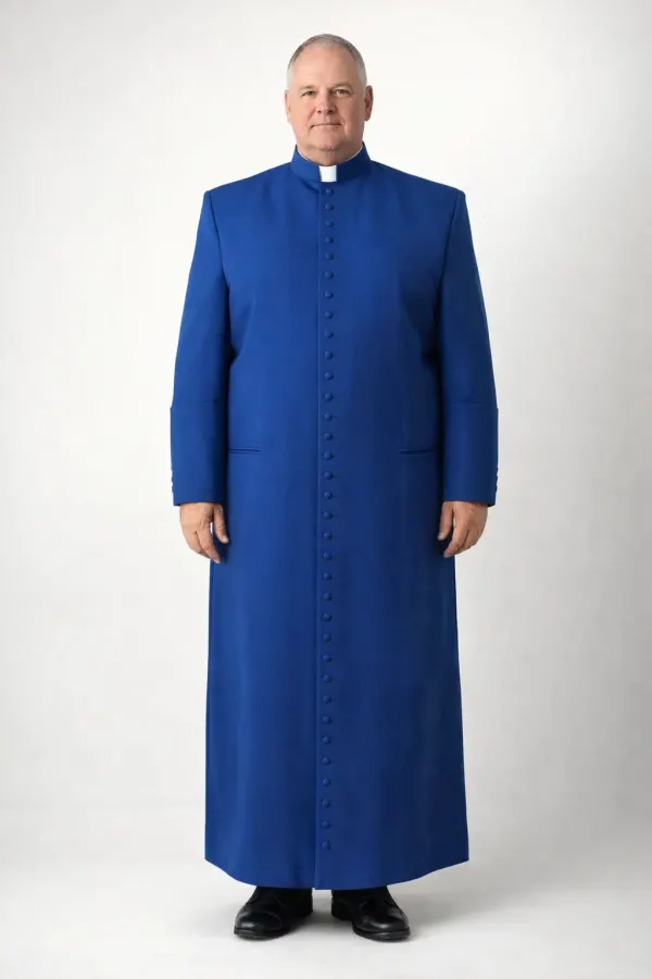 Front View of the Navis Traditional Blue Cassock