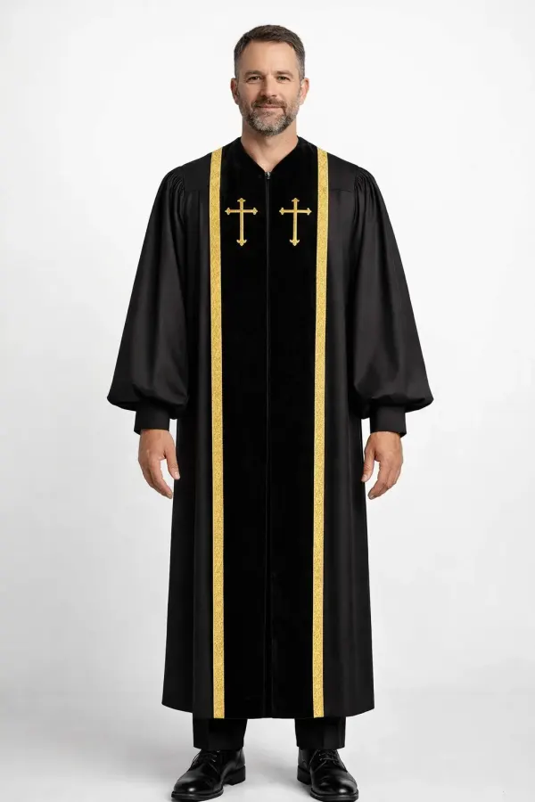 Front view of the Oblivion Full-Length Clergy Robe