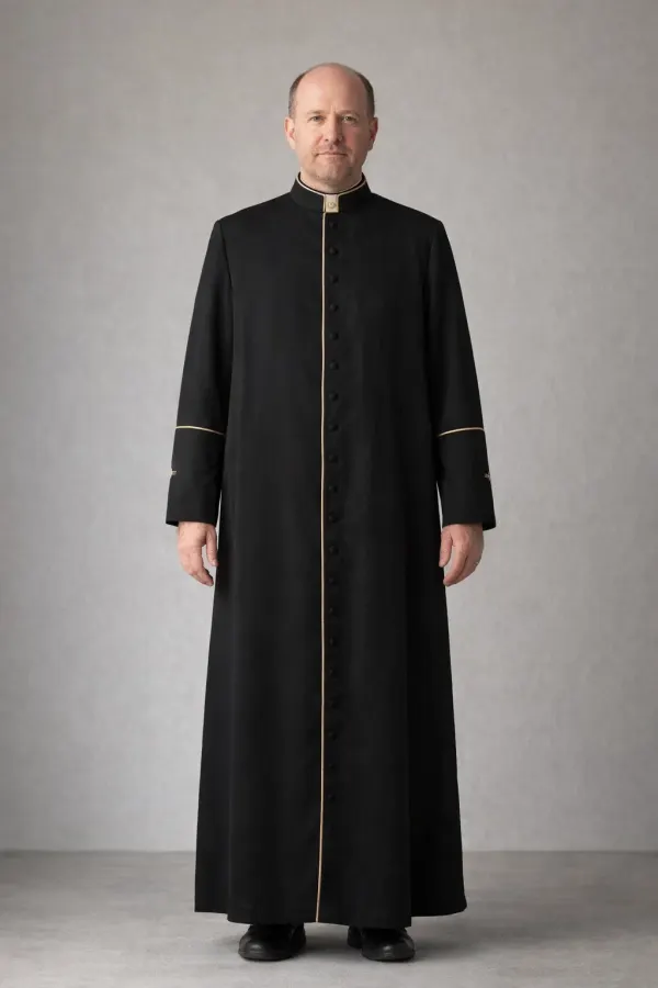 Front view of Obsidian Clerical Cassock