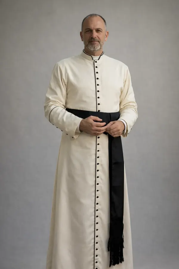 A Frontview of the Pontivis Traditional White Cassock