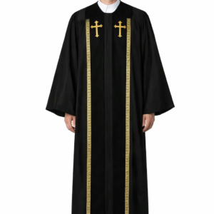 A clergy wearing Praetorium Long Black Cassock