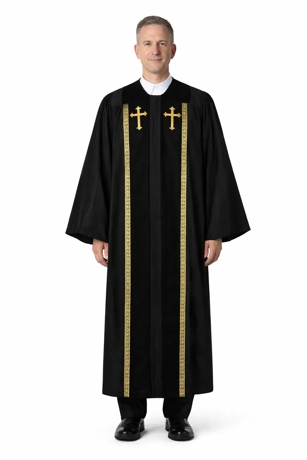 A clergy wearing Praetorium Long Black Cassock