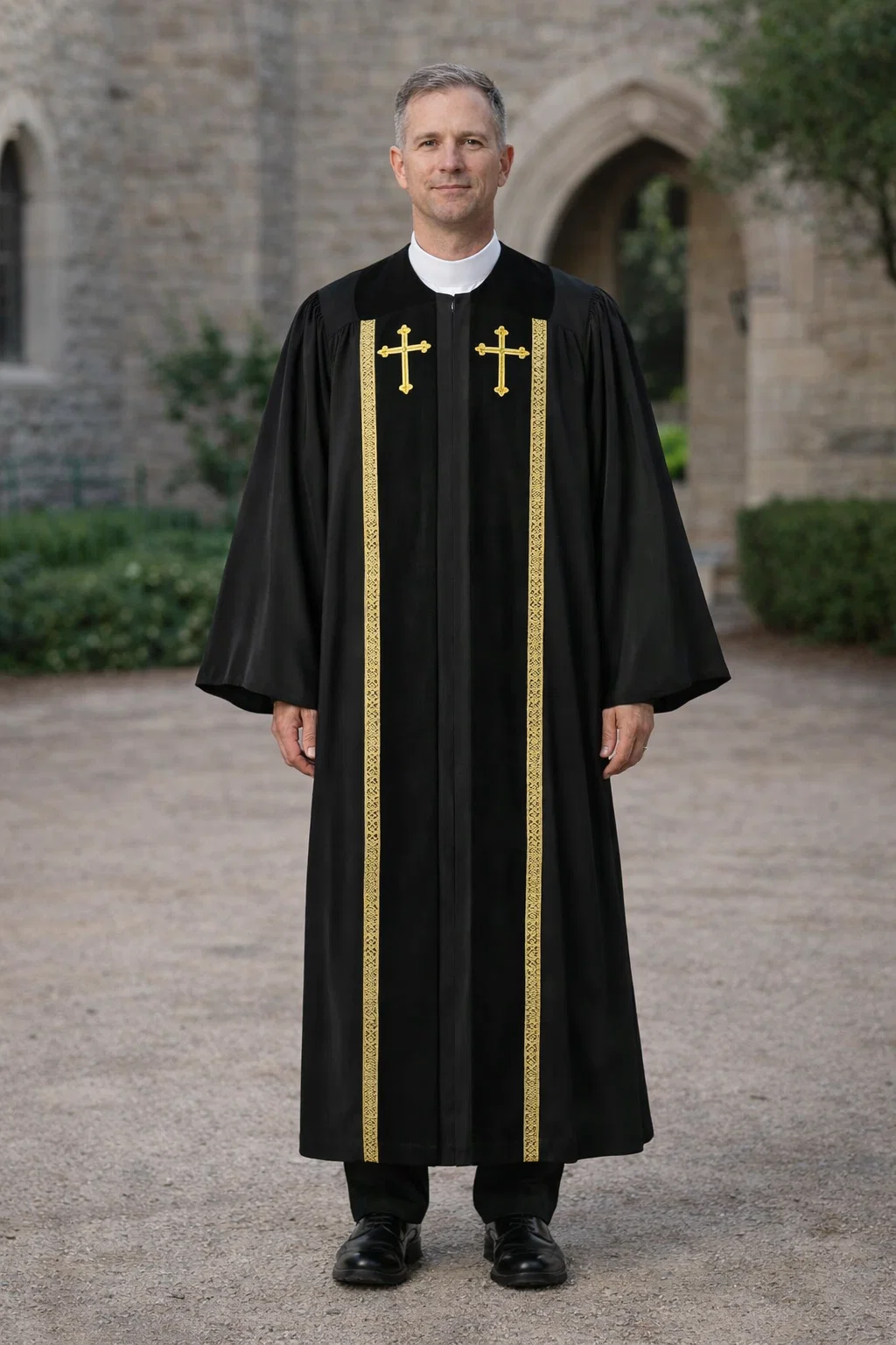 Praetorium Long Black Cassock outdoors