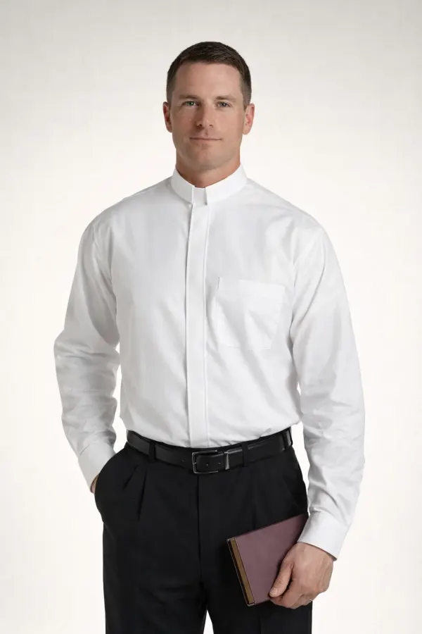 A Priest Wearing Purex Classic White Clergy Shirt