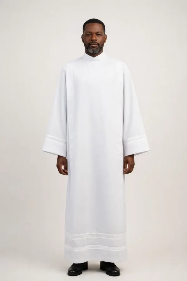 A Men Wearing Rituum Full-Length Clergy Alb