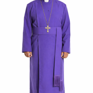 Frontview of the Sacratis Full-Length Purple Clergy Robe