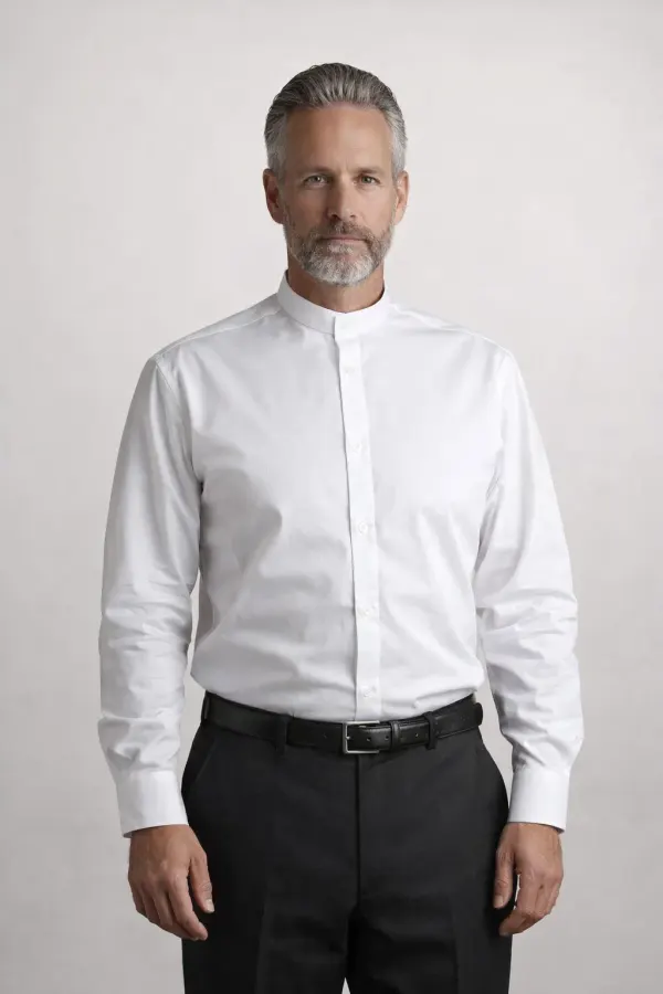 A Men Wearing Seraphis Long Sleeve Clergy Shirt