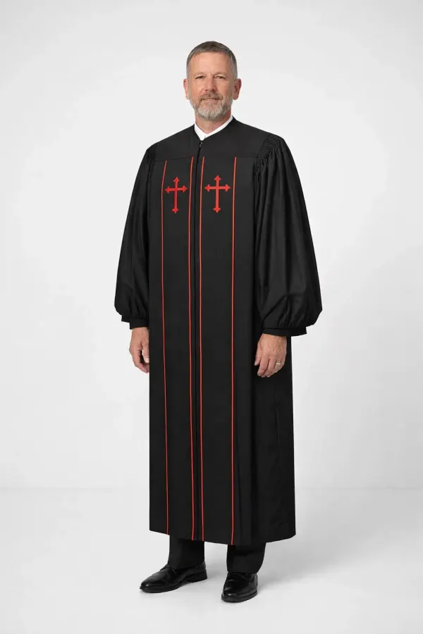 Frontview of the Wearing Tenebris Formal Clergy Robe