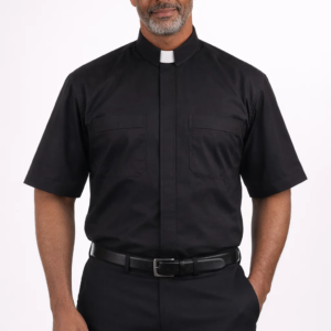A Clergymen Wearing Vespera Half Sleeve Clergy Shirt