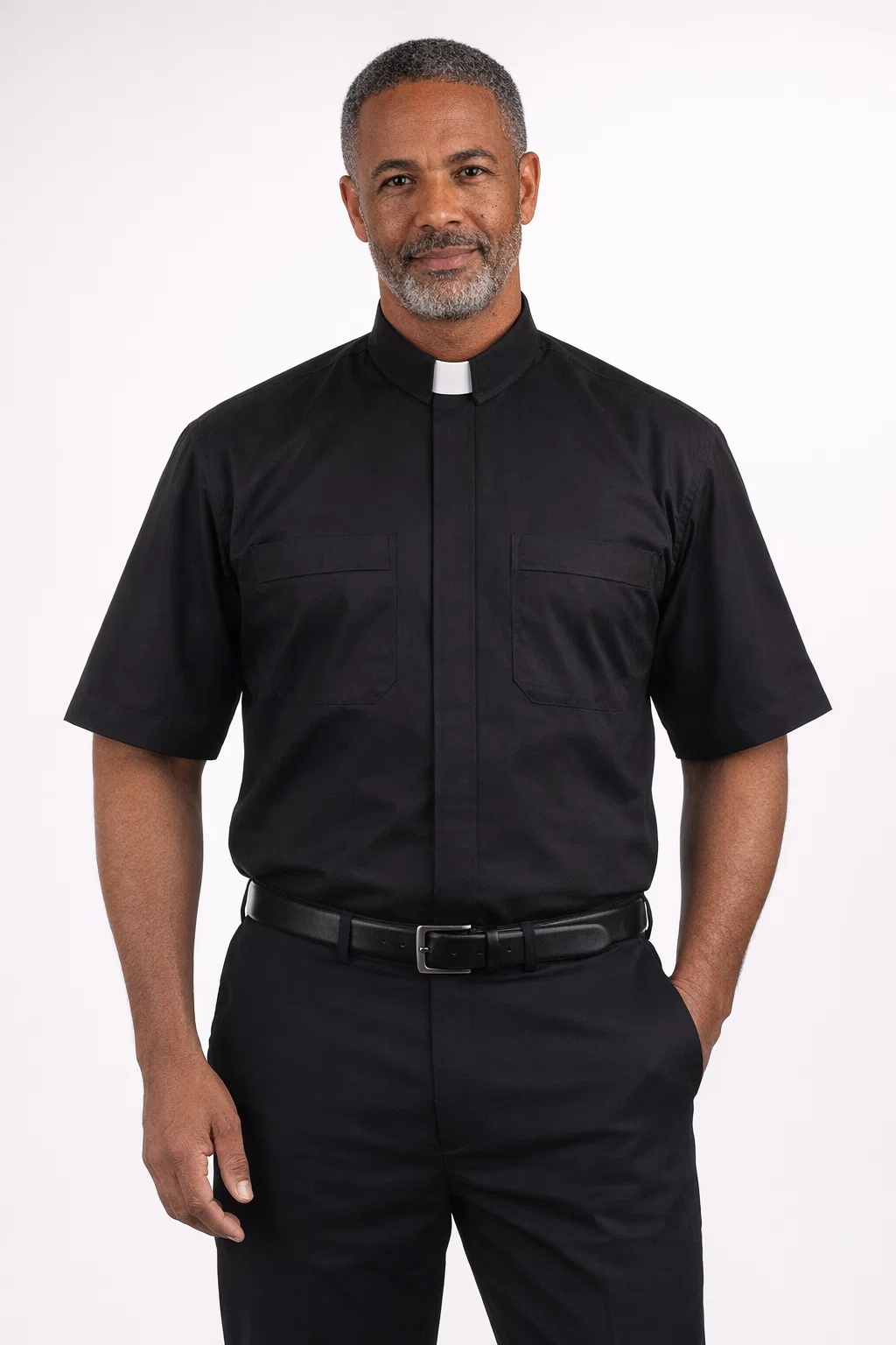 A Clergymen Wearing Vespera Half Sleeve Clergy Shirt