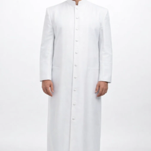 Albaris White Ceremonial Clergy Robe with Mandarin Collar