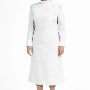 Albaris White Clergy Dress with Tone-on-Tone Buttons