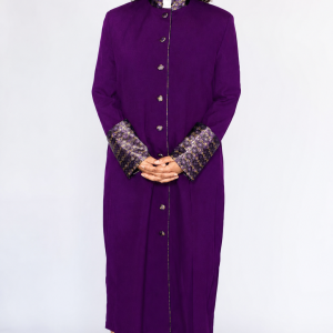 Amethys Purple Clergy Robe with Brocade Collar and Cuffs