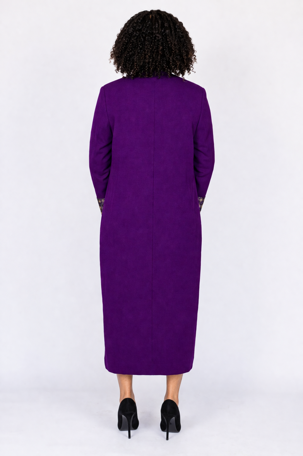 Amethys Purple Clergy Robe with Brocade Collar and Cuffs - Image 2