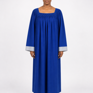 Caelora Blue Choir Robe with Fluted Yoke with Grey Cuffs