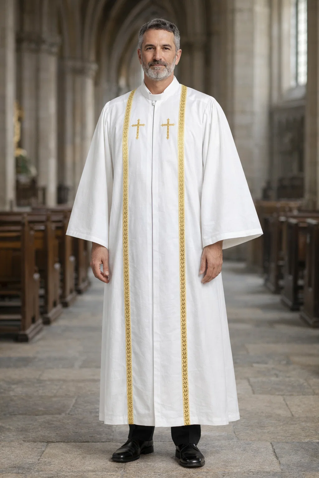 Candoris Flowing Clergy Robe with Gold Embroidery - Image 5