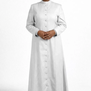 Cantora White Cassock Style Clergy Dress in Full Length