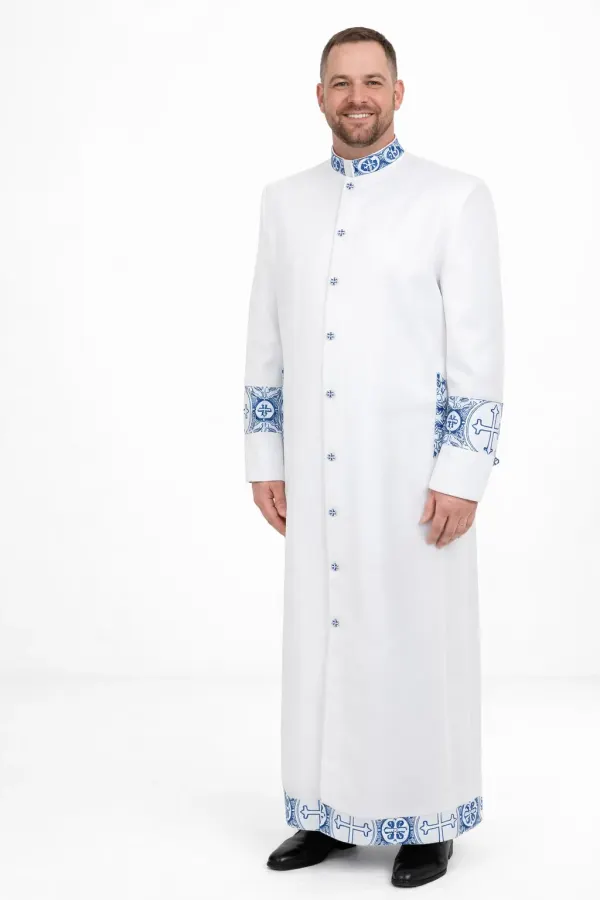 Claritas Robe with Blue Embroidery
